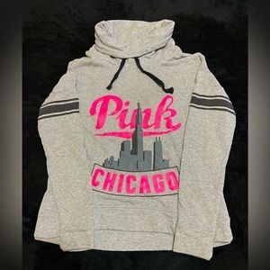 PINK Victoria's Secret Gray and Pink Cowl Neck Sweater